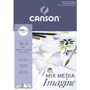 Blok szkicowy Canson Mix Media Imagine A5/50/200g biały
